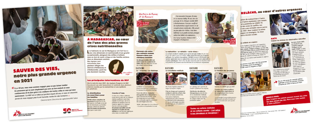 Mailing MSF Suisse, Madagascar, crise nutritionnelle. Création laure@stehly.fr