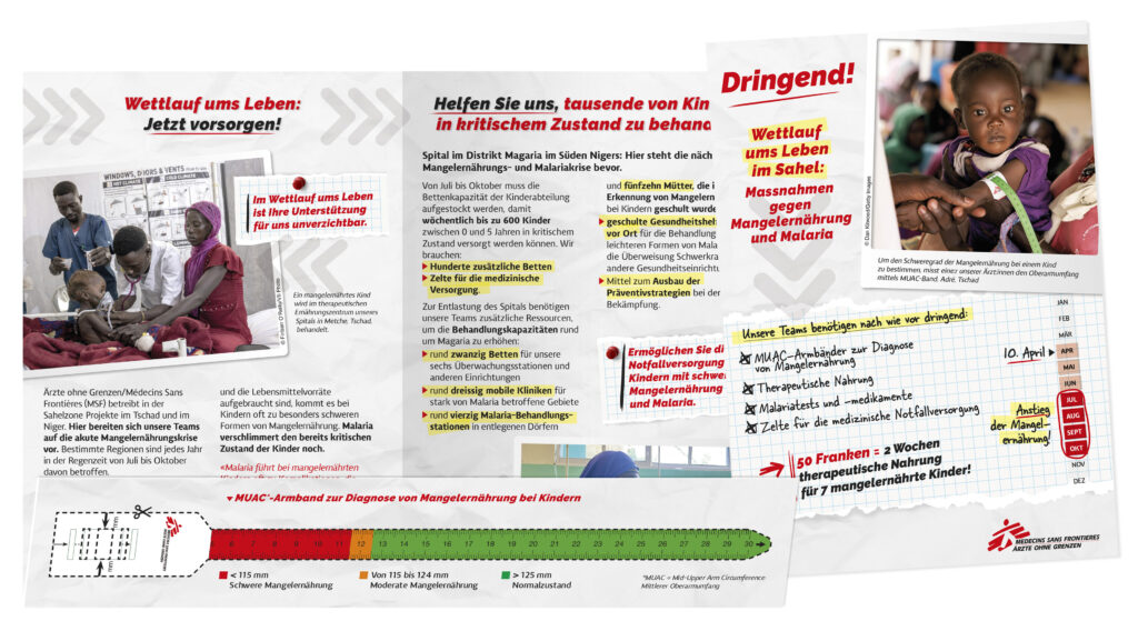 Dépliant pour MSF Suisse 2025 - Urgence Sahel